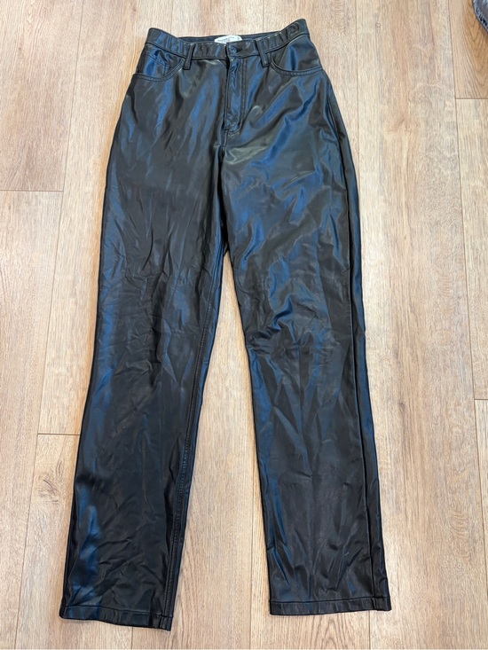Abercrombie & Fitch Pants - Abercrombie & Fitch 90s Straight Faux Leather Pants Black Ultra High Rise 28